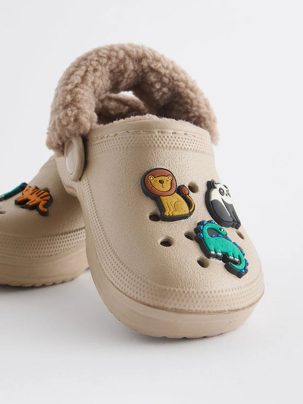 Next Uk Neutral Lined Clogs Slippers