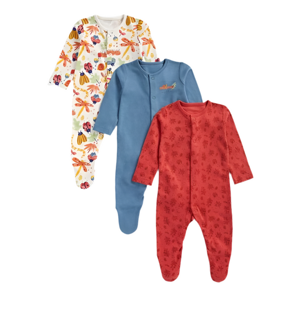 Mothercare Boy Nature Play Sleepsuit - Pack Of 3 (tiny)