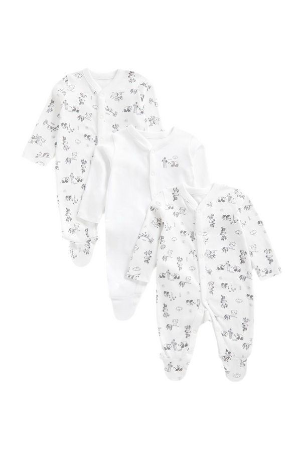 Mothercare Unisex Full Sleeves Koala & Panda Printed Sleepsuits - Pack of 3(2-3 years )