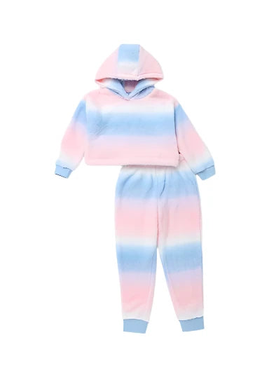 Girls Blue Ombre Fleece Hoodie & Joggers Set
