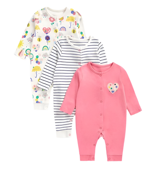Mothercare Girls Sunshine Sleepsuits - 3 Pack (24-36 months)
