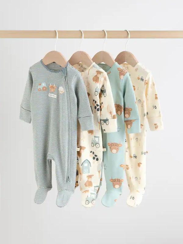 Next Uk Minerals Baby Hamish Sleepsuits 4 Pack (0-2yrs)
