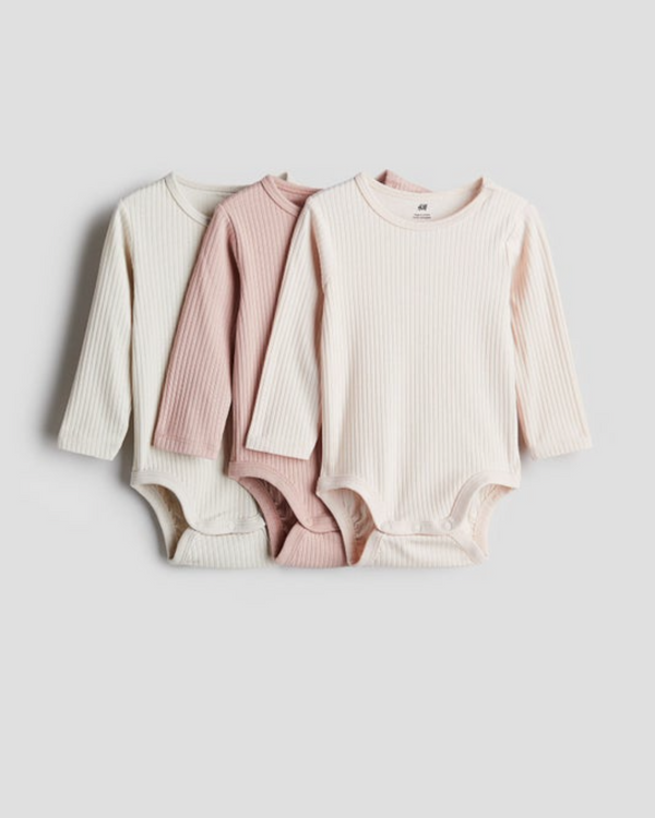 H&M 3 Pack Ribbed Cotton Girl Bodysuits (3-4 years)