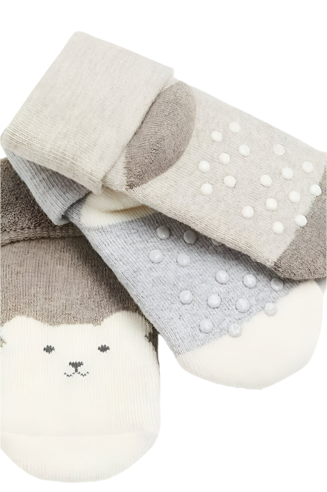 H&M Terry Socks 3-Pack Grey , Beige Bear