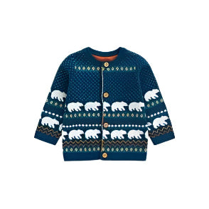 Mothercare Uk Baby Boy Bear Fair Isle Knitted Cardigan (3-6, 6-9 months)