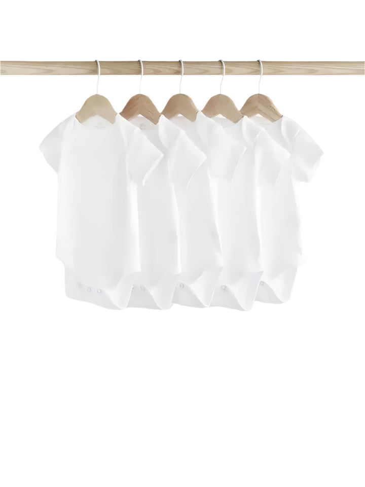 White Essential 5 Pack Baby Short Sleeve Bodysuits (2-3 Years )