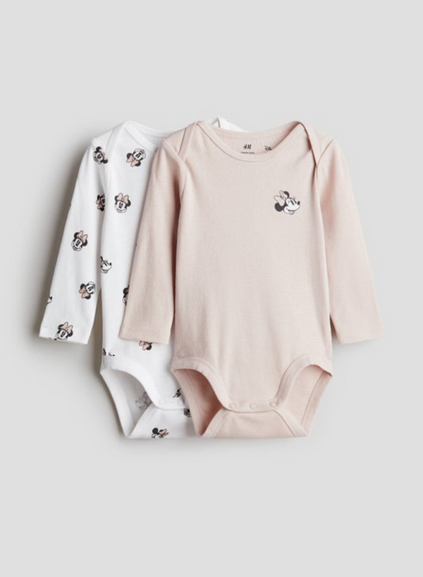 H&M 2 Pack Minnie Mouse 100% Cotton Bodysuits (12-18, 2-3 years)