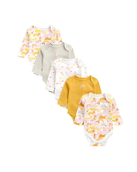 Mothercare Girls Change Maker Long Baby Bodysuits - 5 Pack