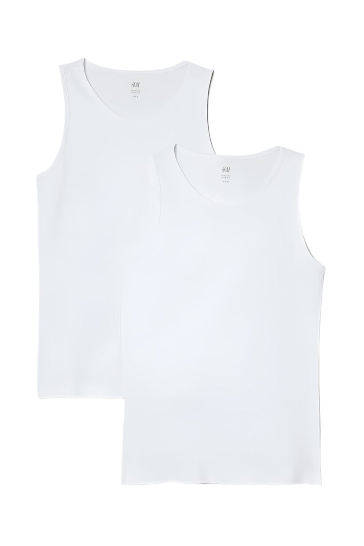 2-Pack White Sleeveless Vests