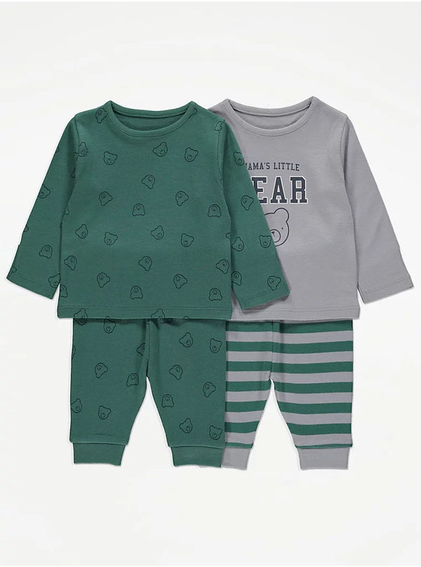 George Uk Bear Varsity Long Sleeve Pyjamas 2 Pack (18/24 months)