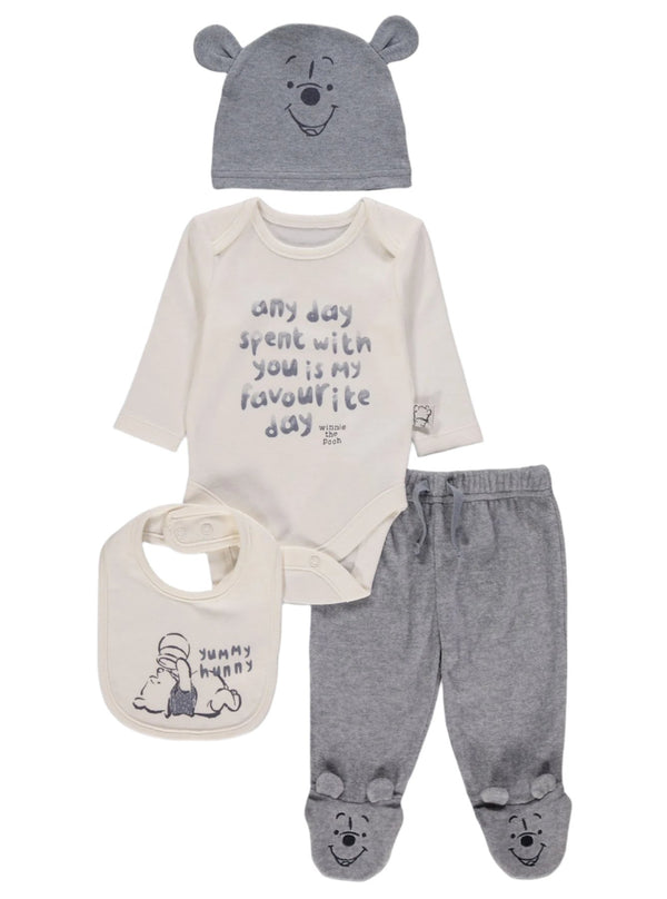 George Uk Disney Winnie The Pooh Blue Fleece 4 Piece Baby Set
