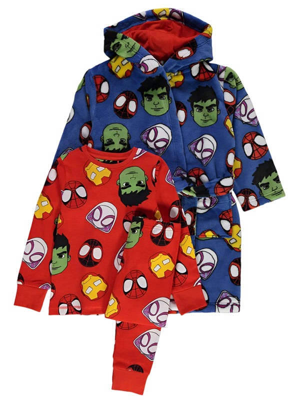 George Uk Marvel Spidey & Friends Pyjamas and Dressing Gown Set (3-4, 6-7 years)