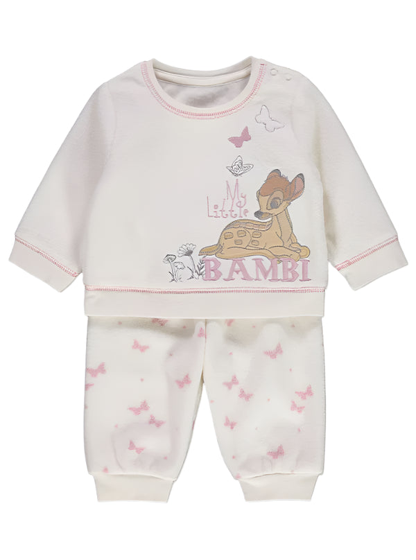 George Uk Disney Bambi Embroidered Fleece Long Sleeve Pyjamas