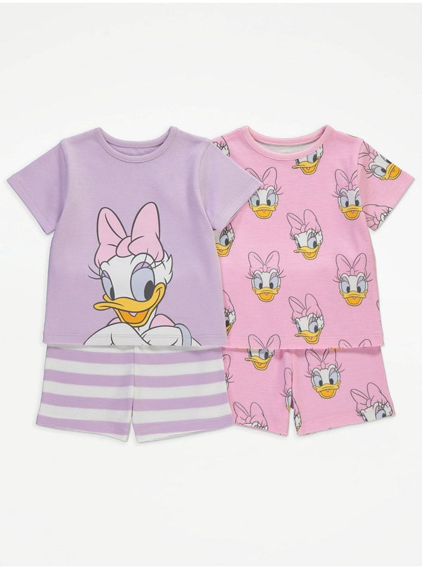 George Uk Disney Daisy Duck Short Sleeve Set 2 Pack 100% Cotton