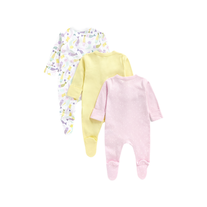 Mothercare Purmaid Full Sleeves Sleepsuits - Pack of 3(18-24/24-36 Months )
