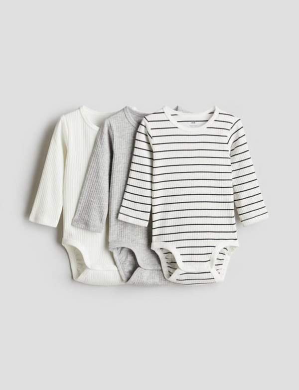 H&M 3 Pack Ribbed Bodysuits (2-3 years)