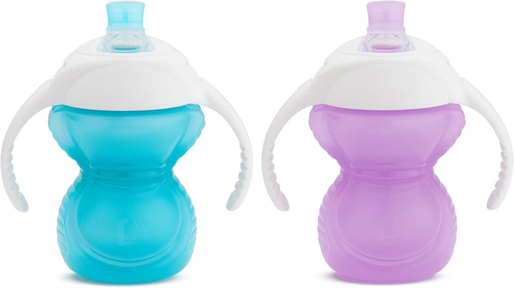  Munchkin Click Lock Bite Proof Trainer Cup, Blue/Purple, 7 Ounce, 2 Pack (6months+)