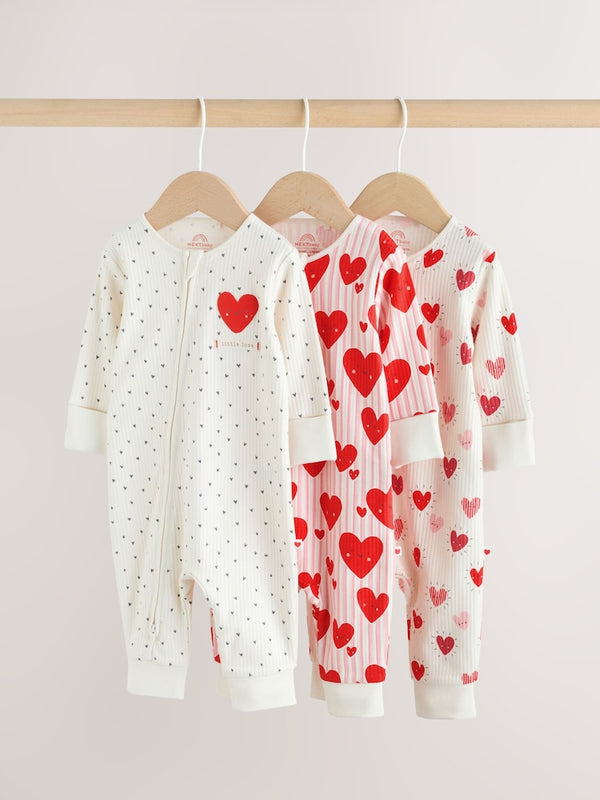 Preorder Next Uk Red Heart Two Way Zip Baby Sleepsuits 3 Packs (0months-3 years)