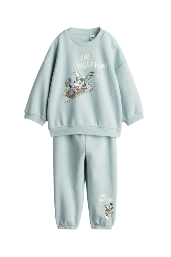 H&M UK 2 Piece Light turquoise/Mickey Mouse Set