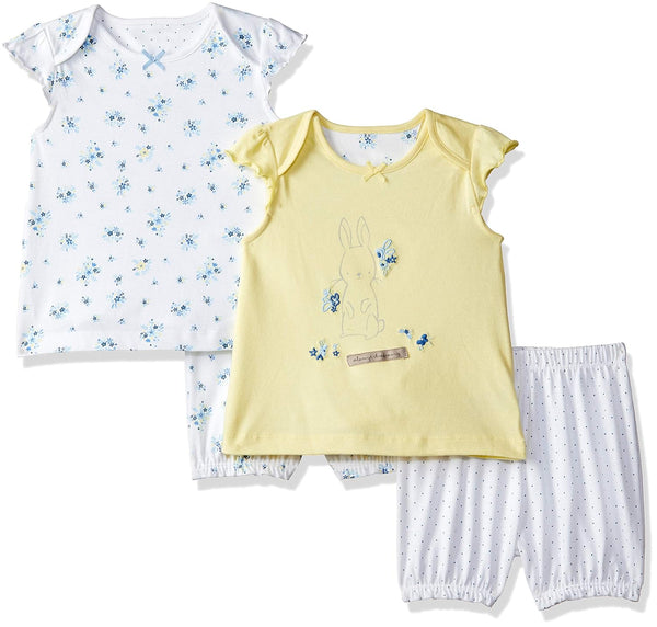 Mothercare Girls Half Sleeves Lemon Bunny Pyjama