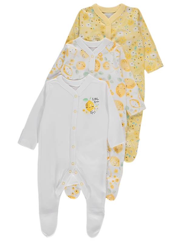 Mothercare Sweet Lemon Full Sleeves Sleepsuits - Pack of 3(18-24 Months )