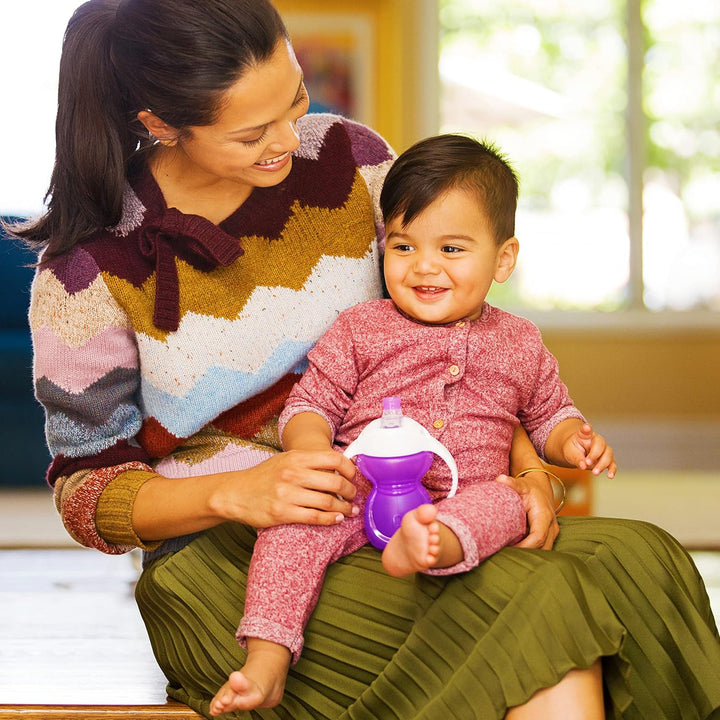  Munchkin Click Lock Bite Proof Trainer Cup, Blue/Purple, 7 Ounce, 2 Pack (6months+)