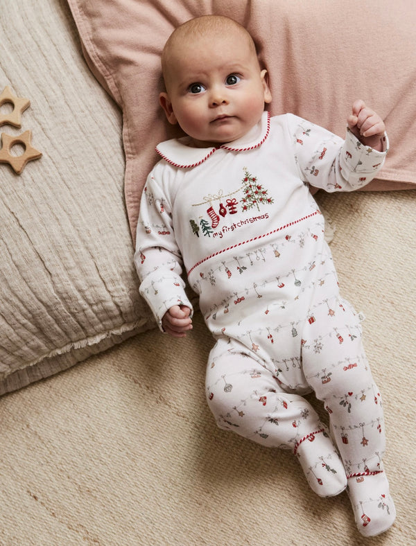 Next White My First Baby Christmas Sleepsuit