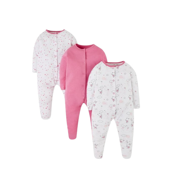 Mothercare Dark Soft Full Sleeves Sleepsuits - Pack of 3 (12-18, 18-24 months)
