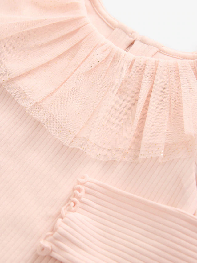 Next UK Pale Pink Sparkle Collar Top (3-4/4-5/5-6/6-7 Years )