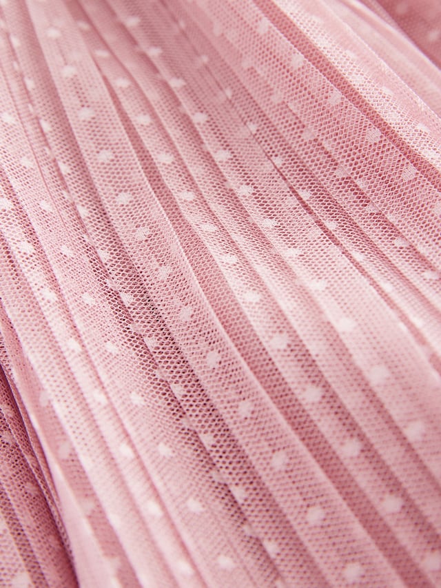 Next UK Pink Long Sleeve Mesh Dress (1.5-2-3/3-4 Years )