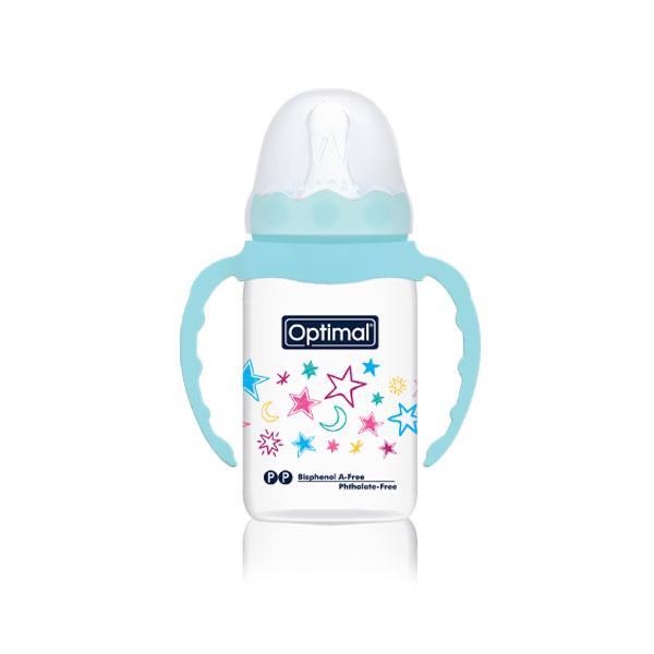 Blue Optimal Narrow Neck Feeding Bottle With Handle 140 ML
