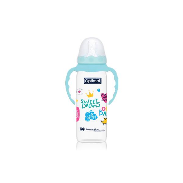 Blue Optimal Narrow Neck Feeding Bottle With Handle 240 ML