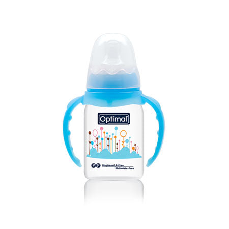 Blue Optimal Narrow Neck Orthodontic Feeding Bottle- Handle 140ml