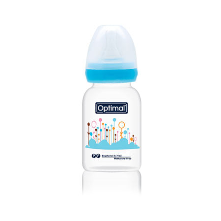 Blue Optmal Narrow Neck Feeding Bottle 140 ML