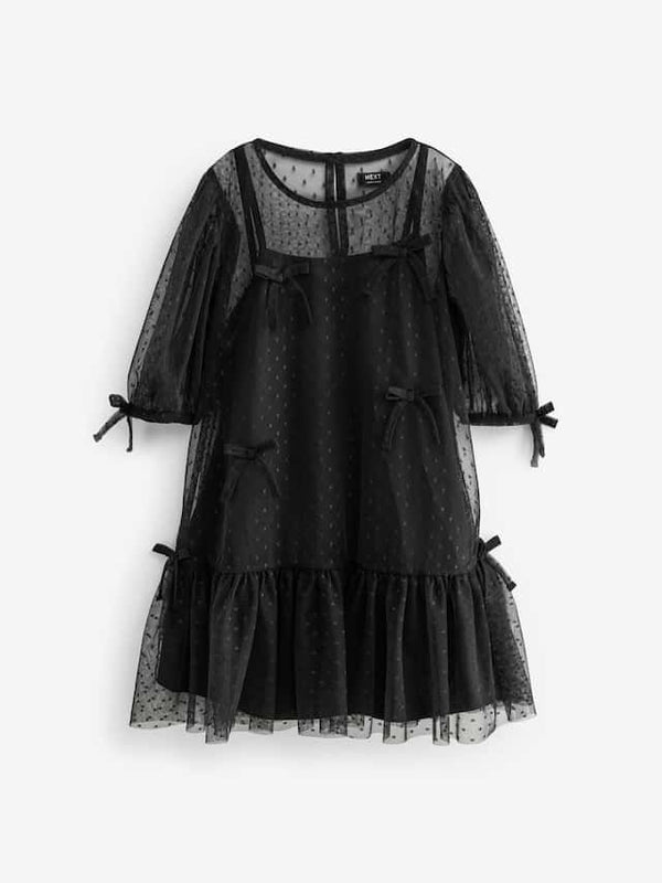 Next UK Black Mesh Bow Dress 6 years (LAST ONE)