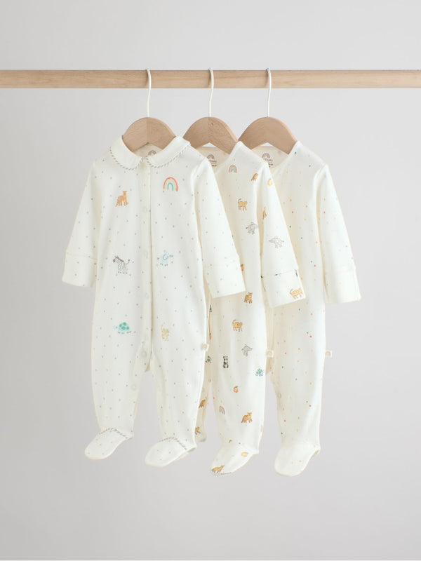 Next Uk White Ground Sleepsuits 3 Pack (0-2yrs) AR6-786
