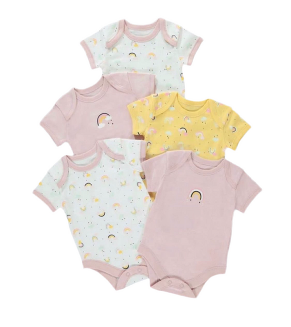 Matalan Uk Short Sleeve Rainbow Bodysuit 100% Cotton (newborn)