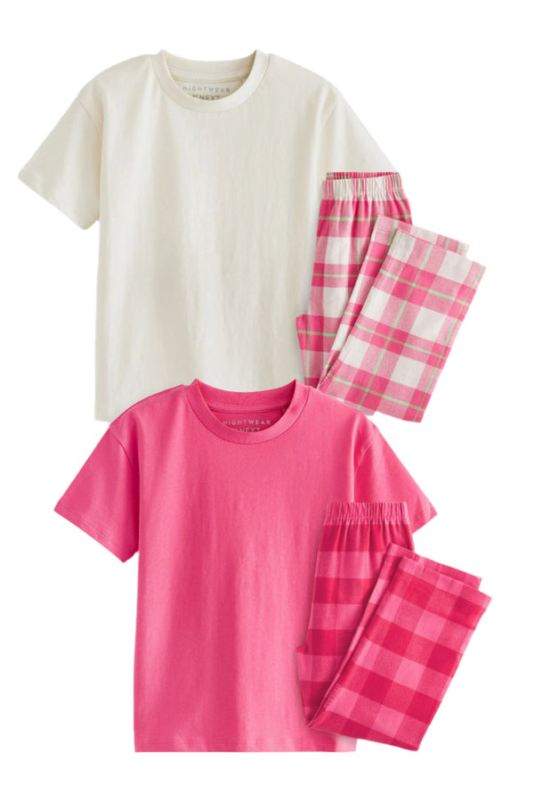 Next Girl Woven Check Pyjamas 2 Packs