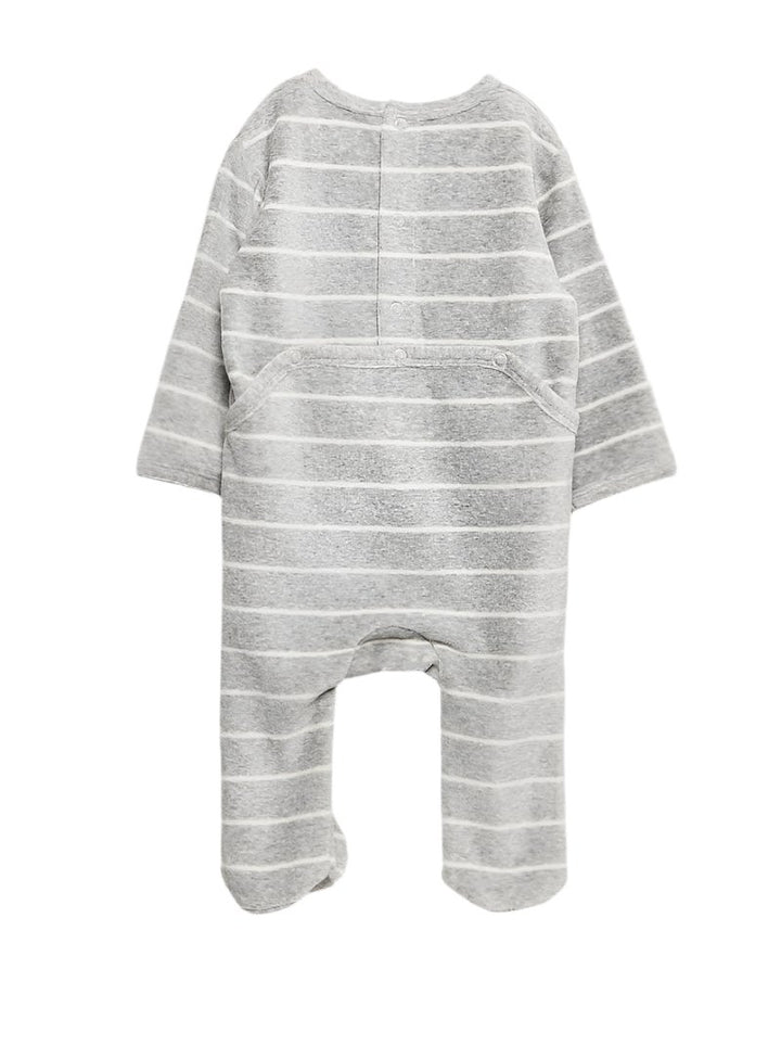 Grey Cat Velour Sleepsuit
