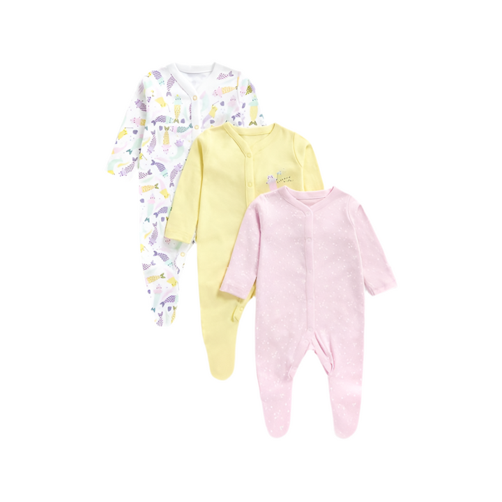 Mothercare Purmaid Full Sleeves Sleepsuits - Pack of 3(18-24/24-36 Months )