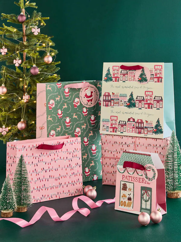 Next Pink Santas Patisserie Christmas 4 Pack Gift Bags