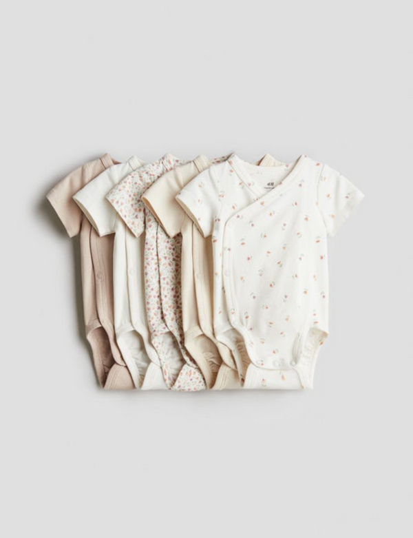 H&M 5-Pack Wrapover Girl bodysuits 100% Cotton