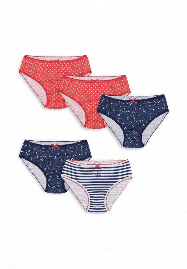 Mothercare Girls 100% Cotton Briefs - 5 Pack