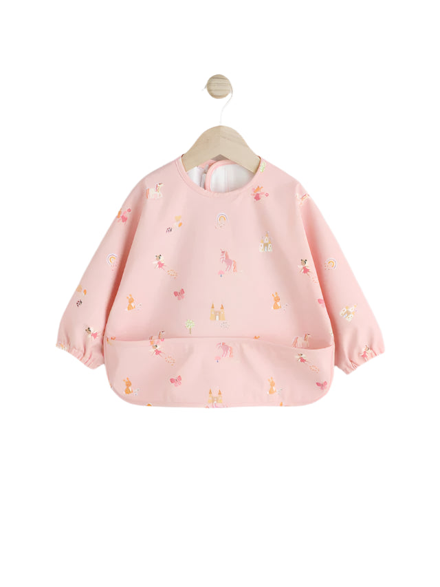 Next UK Pink Unicorn Fairies Baby Weaning And Feeding Sleeved Bib (6-12 Months )