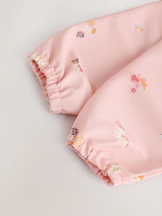 Next UK Pink Unicorn Fairies Baby Weaning And Feeding Sleeved Bib (6-12 Months )