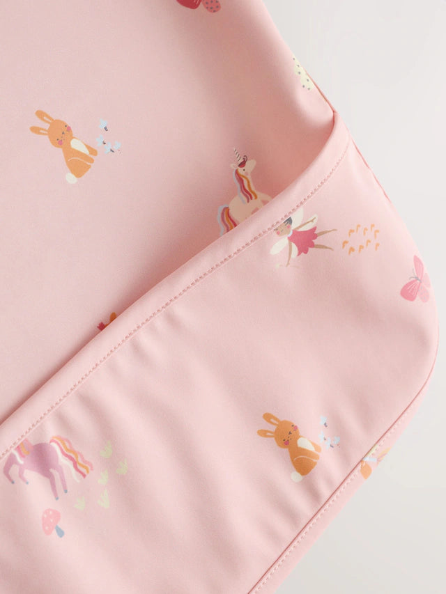 Next UK Pink Unicorn Fairies Baby Weaning And Feeding Sleeved Bib (6-12 Months )