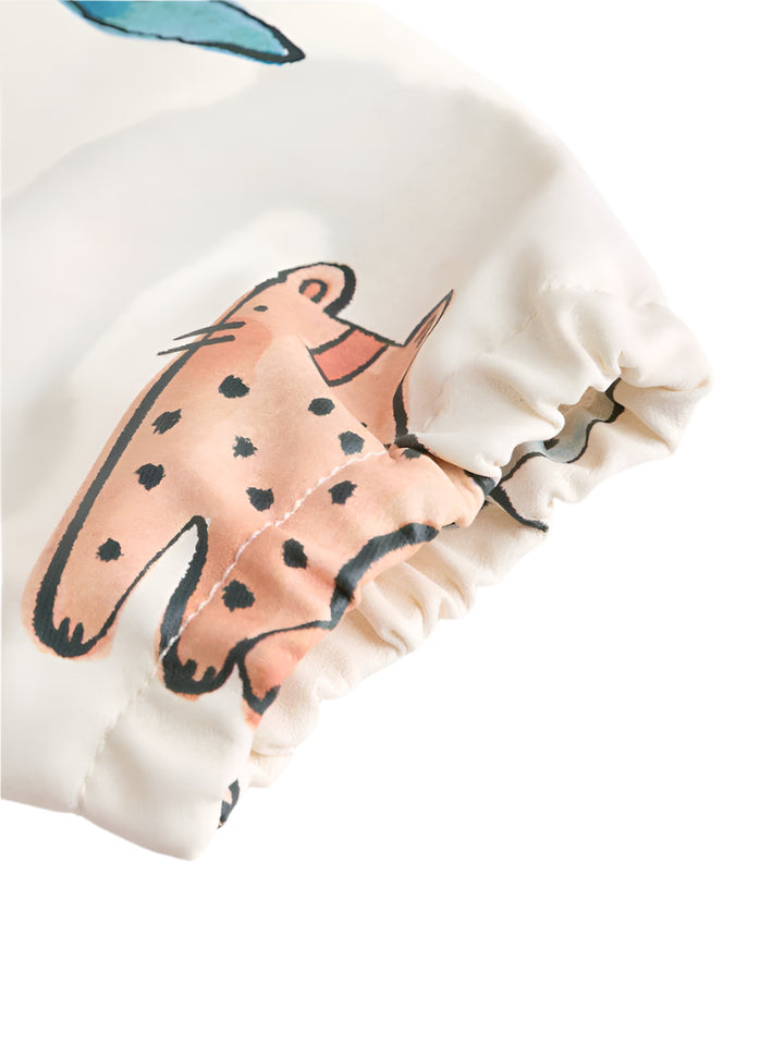 Next UK Neutral Safari Animals Baby Weaning And Feeding Sleeved Bib (6-12 Months )
