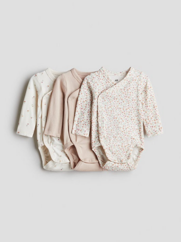 H&M 3-Pack Wrapover Girl bodysuits 100% Cotton