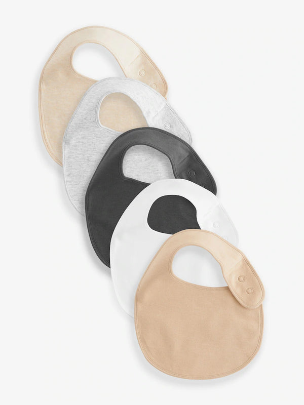 Next Uk Neutral Baby 100% Cotton Bibs 5 Pack K85-596