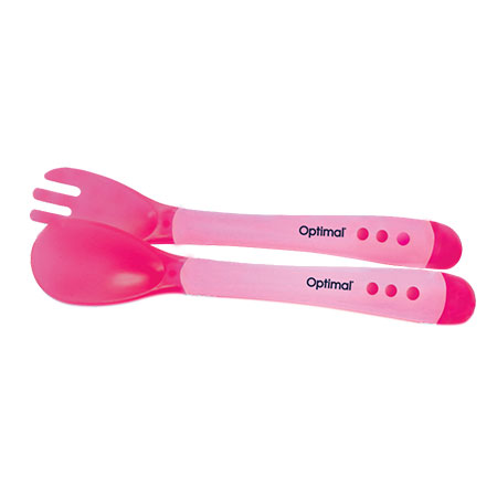 F2 Optimal Flexible Silicone Spoon & Fork (4m+)